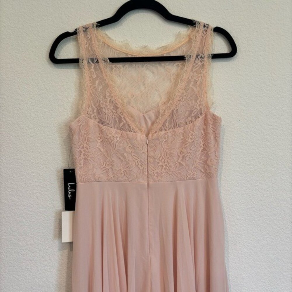 Lulus Divine Evening Blush Pink Lace Chiffon Maxi Dress NWT - Picture 9 of 10
